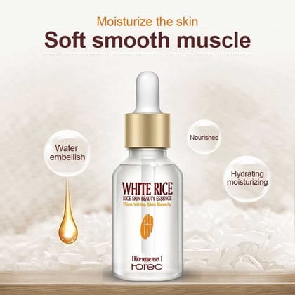 ROREC White Rice Serum Reduces Wrinkles and Lighten Dark Spots Pore Minimizer Anti- Aging Face Moisturizer Skin Lightening - 15ml