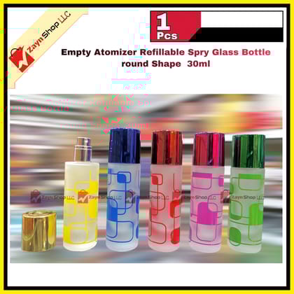Empty Atomizer Refillable Spry Glass Bottle Round Shape 30ml Random color 1 pics