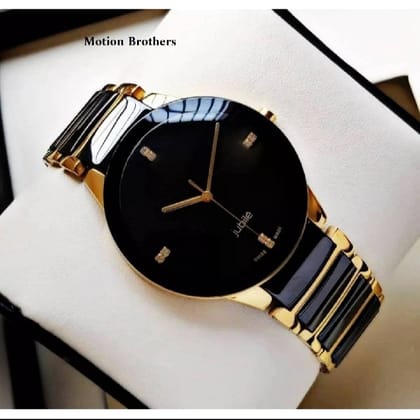 HFRYH NRA1 BlackGolden Stainless Steel Watch with RAOLIAS Hands for Men