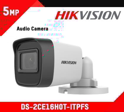 HIKVISION DS‑2CE16H0T‑ITPFS – 5 MP Audio Fixed Mini Bullet Camera