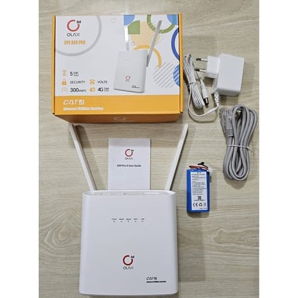 OLAX AX9 Pro 300Mbps 4G SIM Supported WiFi Router with 4000mAh in Built Battery – White Color (Free Delivery)
