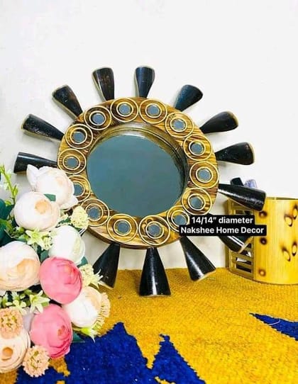 ১৪" কাঠের আয়না Black circle