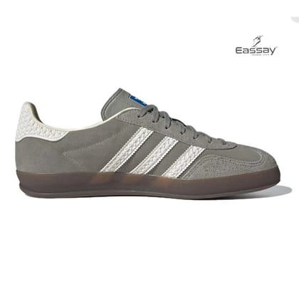 Adidas Gazelle Indoor in a Grey / Off-White / Gum colorway