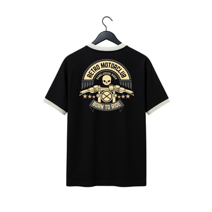 VE Gear “RETRO MOTORCLUB”  Black and White Oversized Drop Shoulder T-shirt
