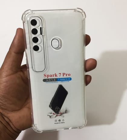 Spark 7 Pro Soft Silicone Transparent Back Cover.