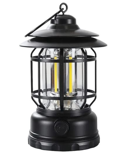 Multifunctional Rechargeable Stepless Dimming Handheld LED Camping Lamp Vintage Portable Lantern