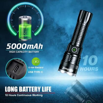 Sunford SF-474Z LED Flashlight | Telescopic Zoom | Rechargeable | 10H Backup