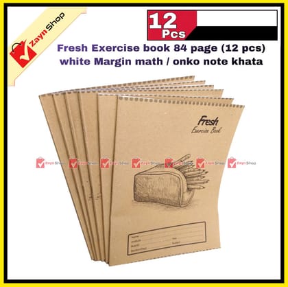 Fresh Exercise book 84 page (12 pcs) white Margin math / onko note khata
