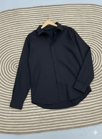 Micro stitch shirt- Black (Premium)