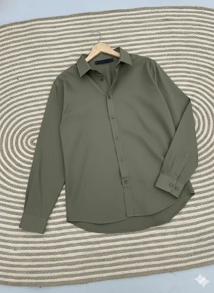 Micro stitch shirt- Olive green (Premium)