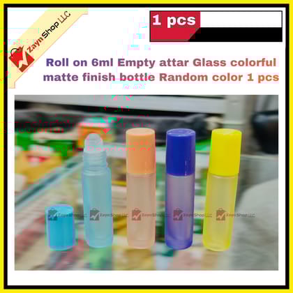 Empty Roll on Glass Attar bottle 6ml colorful matte finish Random color 1 pcs