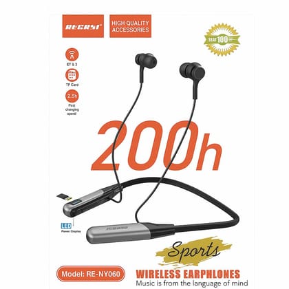 Recrsi RE-NY060 Neckband | 200H Backup | LED Display | BT5.3 | Type-C