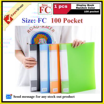 Display Book FC Legal size 100 pocket Plastic File Folder Display Presentation Book, 100 Pocket, Random color- 1pcs