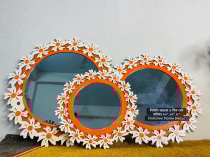 শিউলি আয়না ৩ সাইজ সাদা রং ৩ পিসের সেট