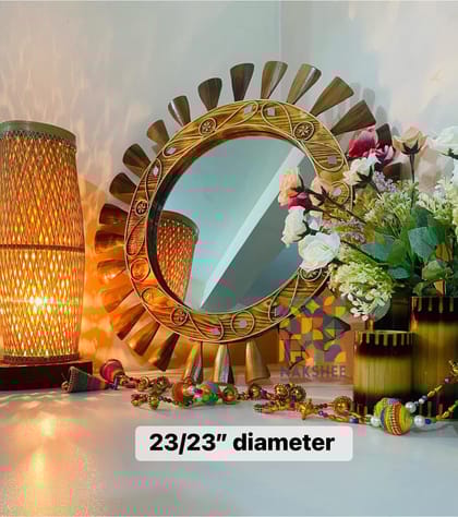 wooden mirror 23/23'' wooden leaf