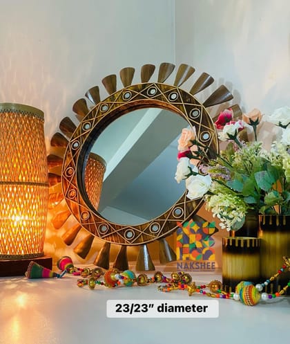 wooden mirror coffee wave 23/23'' size