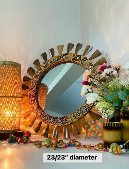 wooden mirror 23/23'' size Wooden circle