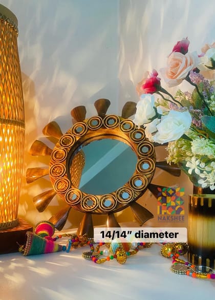 wooden mirror 14/14'' size Wooden circle