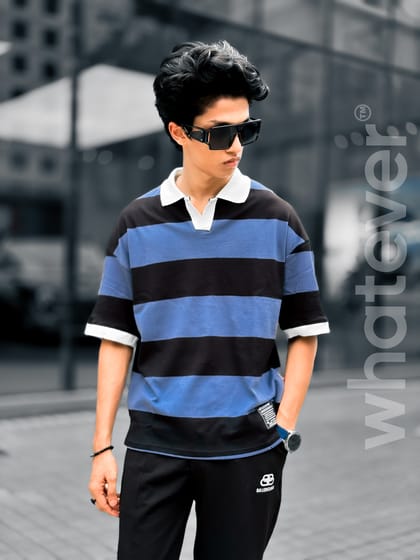 Stripe POLO (Black-Blue)