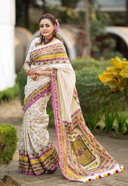 হাফ সিল্ক স্কিন প্রিন্ট শাড়ি