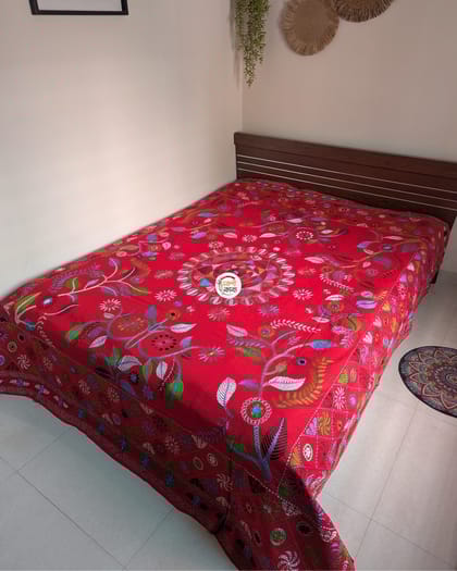 Premium Aarong Nokshikatha - Red