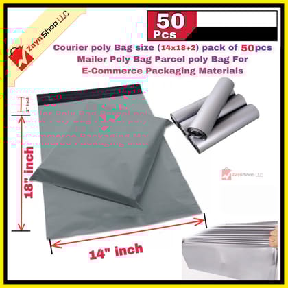 Courier poly Bag size (14x18+2) pack of 50 pcs Mailer Poly Bag Parcel poly Bag For E-Commerce Packaging Materials