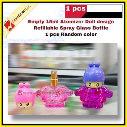 Empty 15ml Atomizer Doll design Refillable Spray Glass Bottle 1 pcs Random color