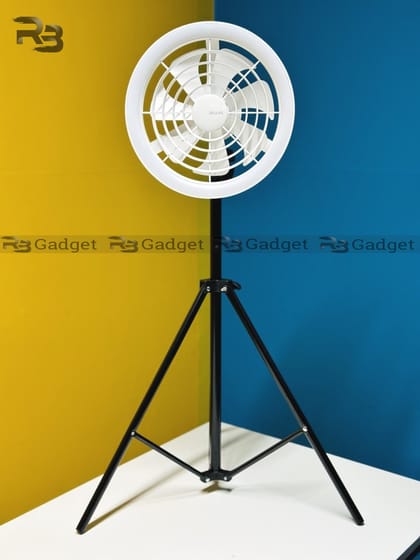 JISULIFE FA17 Rechargeable Fan with LED Ceiling Fan with - Long Tripod Stand