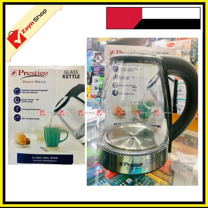 Prestige Crystal Glass Electric Kettle 2 Litre With Led Illumination, Heat Resistant1500 Watt with On/Off Switch With Light Indicator