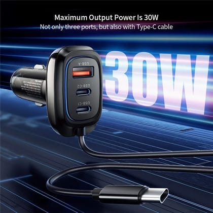 XUNDD XDCH-080 Self-Cable & Three Port Car Charger