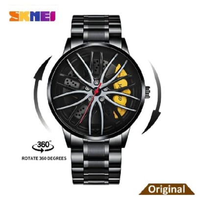 SKI1990 Rotation Wheel Creative Fashion Men's Stainless Steel Clock - Very Comfortable And Fashionable