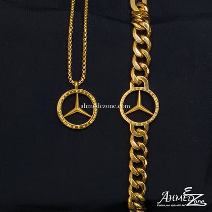 Men's Mercedes Bracelet and Locket (Golden Edition)