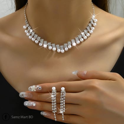 European style Luxury Dimond Cut Pearl Necklace