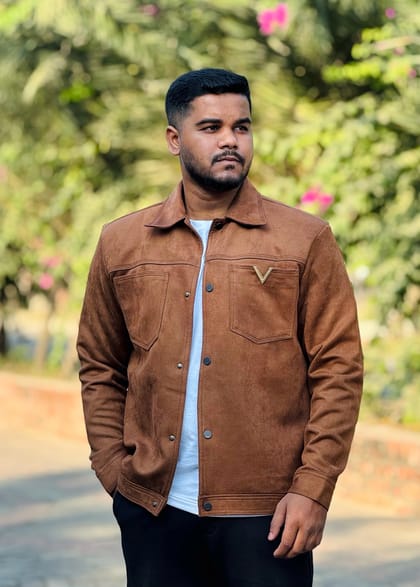 Premium Faux Suede Trucker Jacket for Men