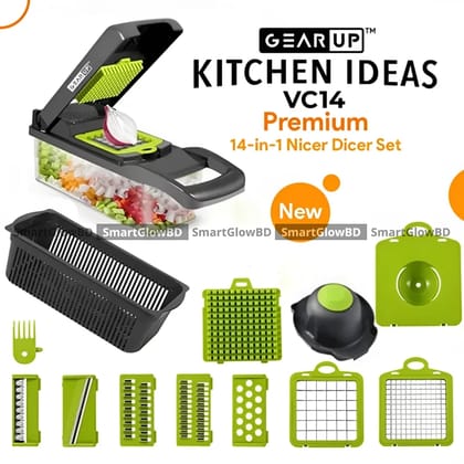 GearUP VC14 Premium 14-in-1 Vegetable and Fruits Multifuction Cutting Slicer Kitchen Tools