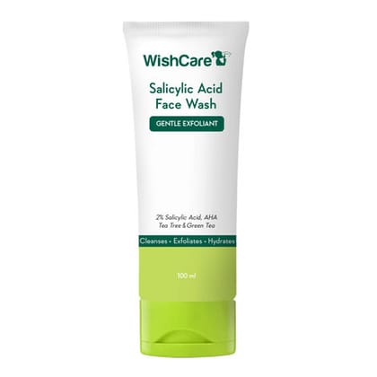 WishCare 2% Salicylic Acid with AHA, GreenTea, & TeaTree For Oliy Skin & Acne- Face Wash - 100 ml