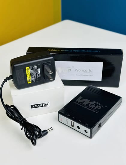 WGP mini UPS + GearUP Adapter Combo Pack (5/9/12V- 8800mAh + 12/3A)