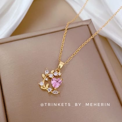 Pink love zircon necklace