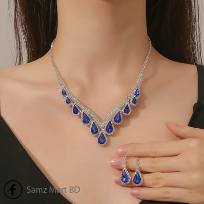 Royal Blue Luxury Dimond Cut Necklace