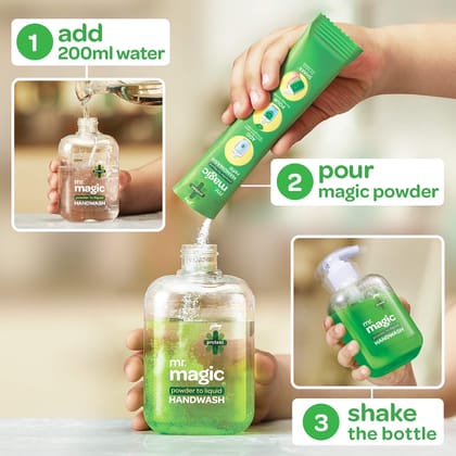 Godrej Magic Handwash Powder Refill Pack- 1 pcs , Lime Aloe Vera (Makes 200ml of Handwash)
