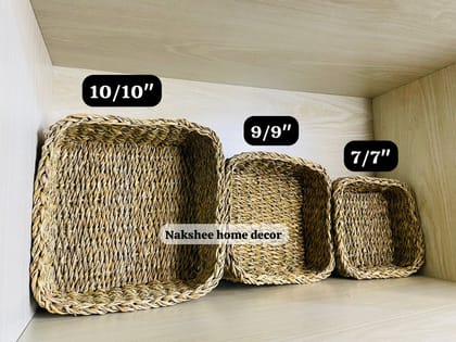 Seagrass storage busket set 10/10", 9/9",7/7" inch