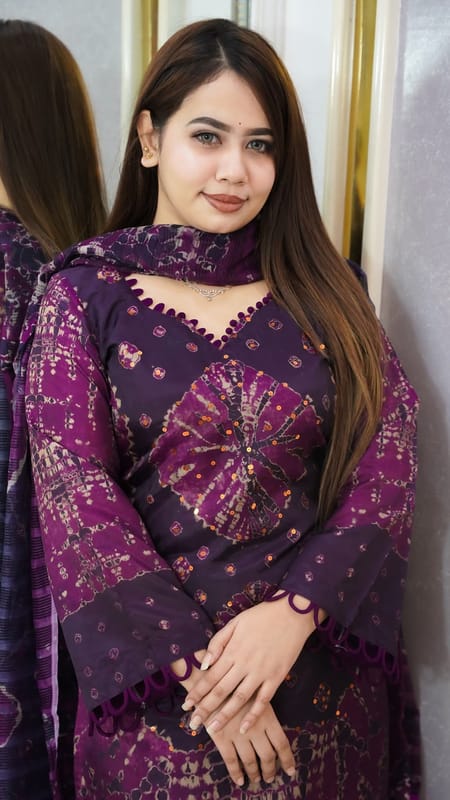 বাটিক প্রিন্ট রেডিমেড থ্রি পিস