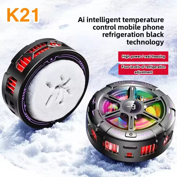 K21 Mobile Phone PUBG/Free Fire Game Cooler Magnetic Fast Cooling Radiator 2 in 1 Semiconductor Freeze Cool Heat Sink Universal