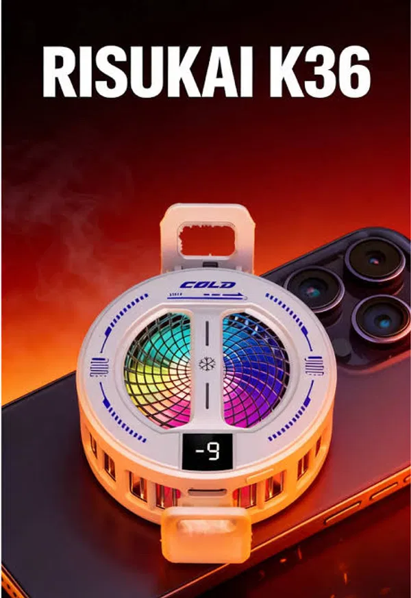 K36 Semiconductor Magnetic Clip Phone Cooler with Digital Display RGB Ambient Lights
