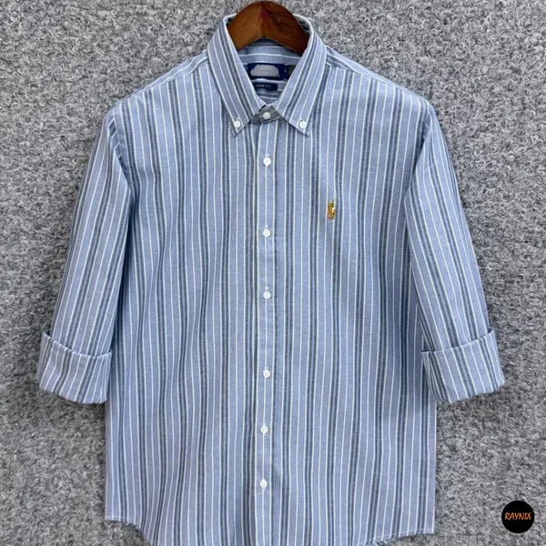 Ralph Lauren polo Slim Fit Steel Blue Multi-Stripe Oxford Shirt