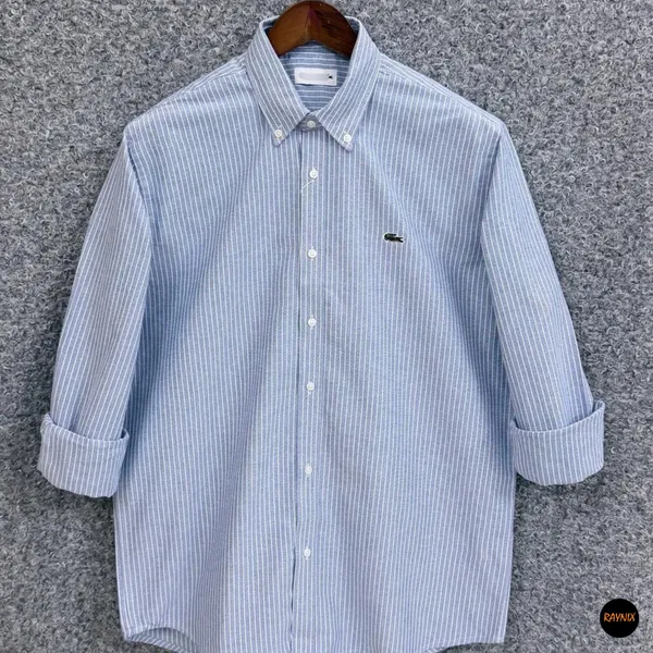 Lacoste Regular Fit Light Blue Striped Oxford Shirt