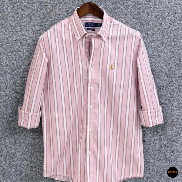 Ralph Lauren polo Slim Fit Light Pink Multi-Stripe Cotton Shirt