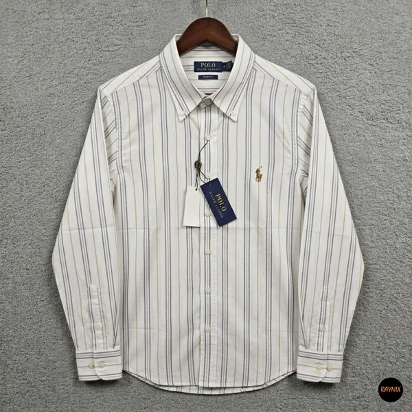Ralph Lauren polo Slim Fit Off-White Multi-Stripe Oxford Shirt