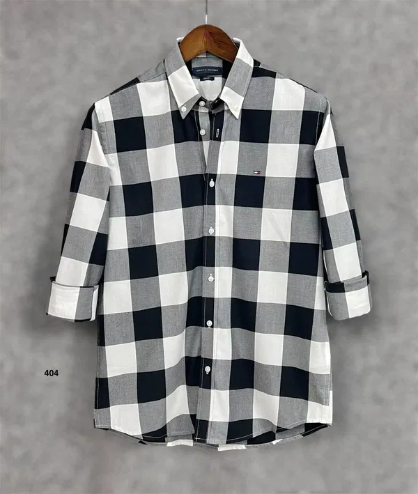 Tommy Hilfiger Black and White Buffalo Check Slim Fit Shirt