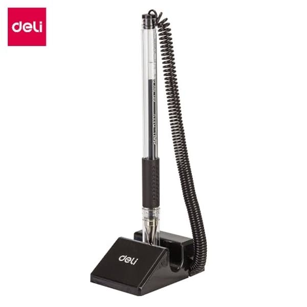 Deli Black Gel Ink 0.5mm Desk Pen Stand